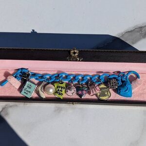 Juicy Couture Y2K Turquoise Enamel Vintage Charm Bracelet w/ Rare Charms
